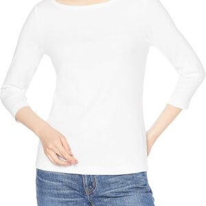 Amazon Essentials Women's Slim-Fit 3/4 Sleeve Boat Neck T-Shirt