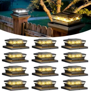 Solar Post Cap Lights 12 Pack, Fence Post Solar Lights, Warm White/Cool White Lighting,