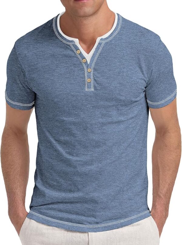 Aimeilgot Mens Henley Shirts Short Sleeve Casual T-Shirts