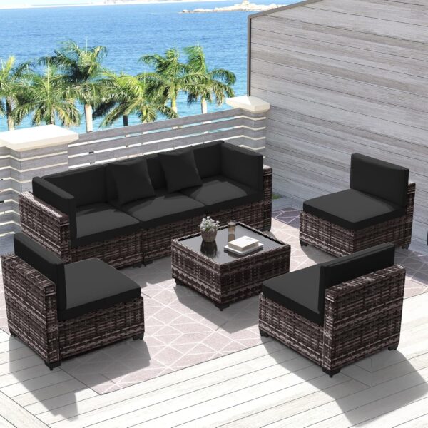 7 Piece Outdoor Patio Furniture Set, Outdoor Sectional Furniture, - Image 2