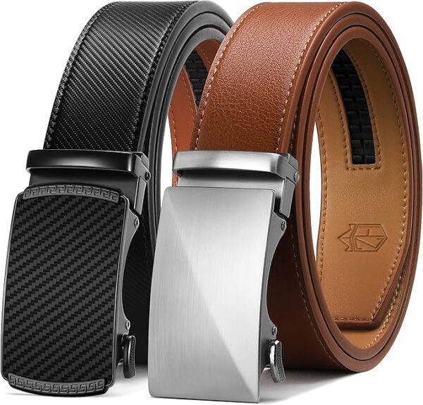 Zitahli Ratchet Belt for Men - 2 Packs Leather Mens belt