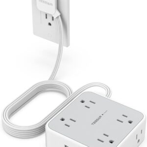 Power Strip Surge Protector 10 Ft Cord, 8 AC Outlets, 3 USB Charger(1 USB C Port), TESSAN Ultra Thin Extension Cord,