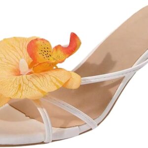 MakeMeChic Women's Open Toe Floral Kitten Heels Flower Summer Beach Sandals