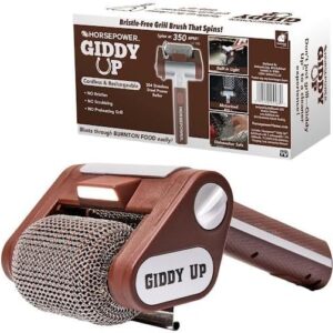 Horsepower Giddy Up Bristle-Free Spinning Grill Brush w/LED, AS-SEEN-ON-TV, Cordless & Rechargeable,