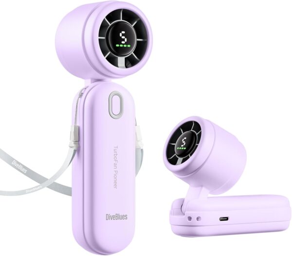 iTurbo Handheld Turbo Fan, Mini Foldable Portable Hand Fans, Rechargeable Battery,