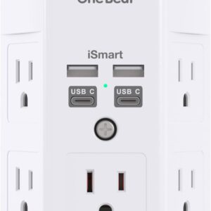 Surge Protector, 5 Outlets Extender with 4 USB Ports(USB C), 3-Side 1680J Power Strip Multi Plug Outlet Expander,