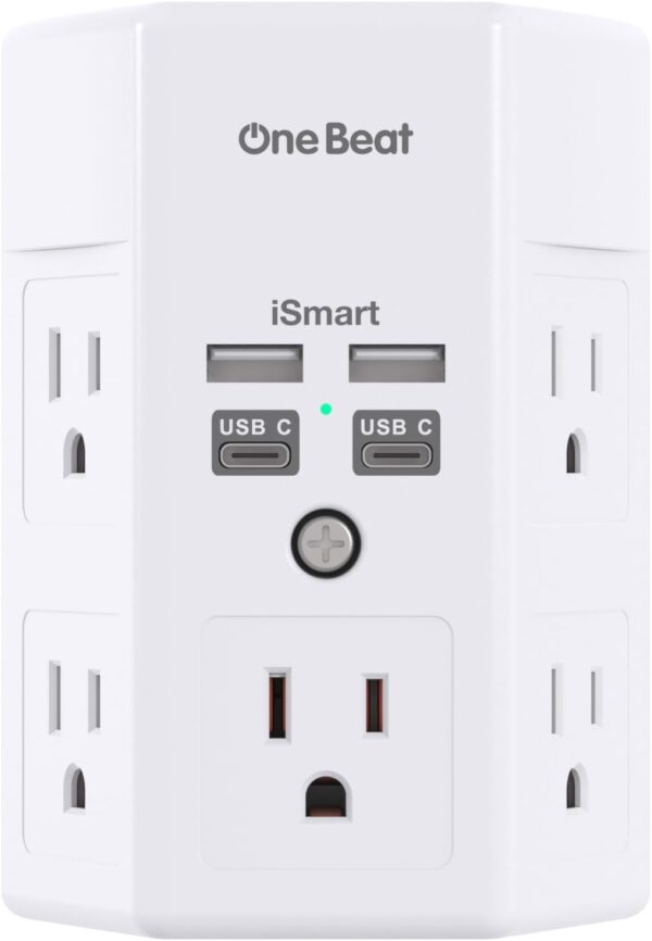 Surge Protector, 5 Outlets Extender with 4 USB Ports(USB C), 3-Side 1680J Power Strip Multi Plug Outlet Expander,