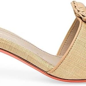 Marta 50MM Raffia & Leather Buckle Mules