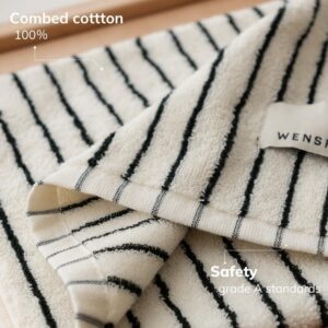 WENSHUO Black&White Striped Pure Cotton Hand Towel,100% Combed Cotton,Luxury Shower Towel,