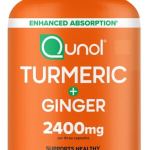 Qunol Turmeric Curcumin with Black Pepper & Ginger, 2400mg Turmeric Extract with 95% Curcuminoids,