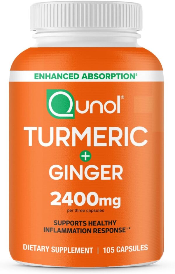Qunol Turmeric Curcumin with Black Pepper & Ginger, 2400mg Turmeric Extract with 95% Curcuminoids,