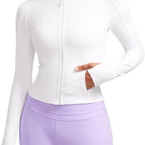 CRZ YOGA Butterluxe Womens Cropped Slim Fit Workout Jacket Weightless Track Athletic