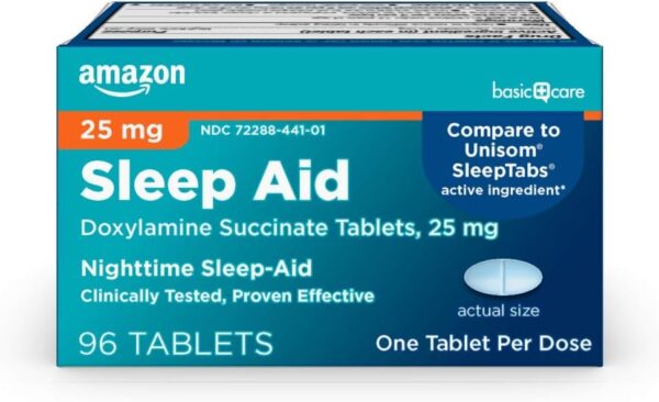 Amazon Basic Care Nighttime Sleep Aid Tablets for Adults,