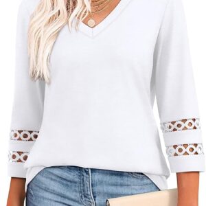 XIEERDUO 3/4 Length Sleeve Womens Tops Dressy Casual Blouses for Women 2025 Trendy
