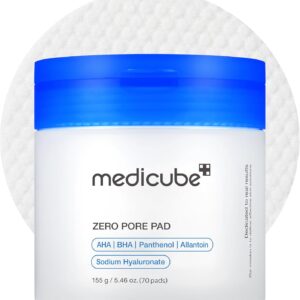 Medicube Zero Pore Pads 2.0, Dual-Textured Facial Toner Pads for Exfoliation and Pore Care with 4.5% AHA Lactic Acid & 0.45% BHA Salicylic Acid,