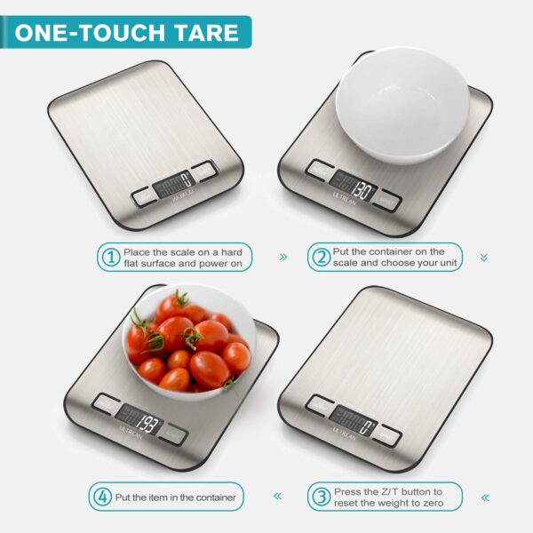Ultrean Food Scale, Digital Kitchen Scale Weight Grams and Ounces for Baking Cooking and Meal Prep, - Image 2