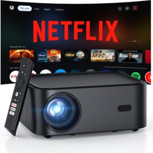 Official Licensed Netflix Smart Projector, HAPPRUN Projector 4K with Wifi and Bluetooth, DoIby Audio,