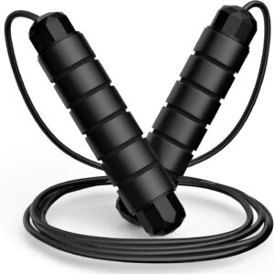 Jump Rope, Tangle-Free Rapid Speed Jumping Rope Cable with Ball Bearings for Women, Men, and Kids,