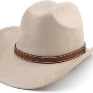 Western Cowboy Hat for Women Men Small Short Wide Brim Beach Cowgirls Cattleman Cowboys
