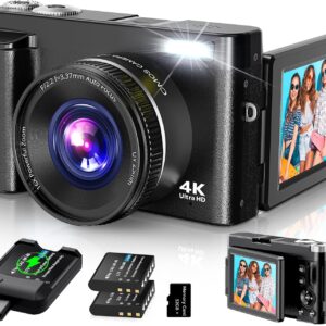 4K Digital Camera for Photography Autofocus, 2024 Latest 48MP Vlogging Camera for YouTube with SD Card,