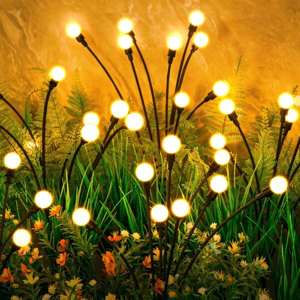 ASMAD Solar Lights Outdoor(4-Pack, 32 LEDs), Solar Garden Lights, Outdoor Decorations, Firefly Light for Patio Decor,