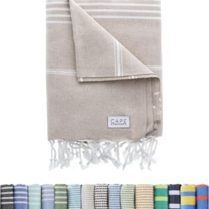 Large Turkish Beach Towel, Classic Beige - Super Soft & Lightweight Quick Dry Absorbent Towels for Beach,